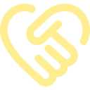 A handshake shaped like a heart.