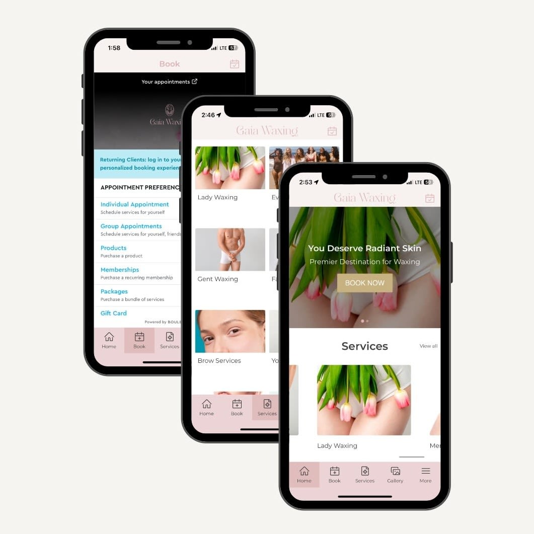 GAIA Waxing app preview on phone