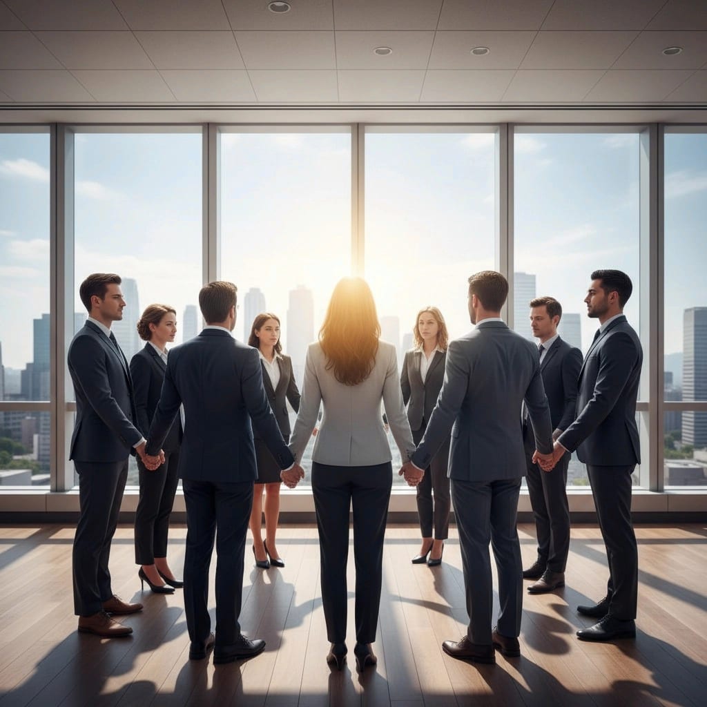 circle of office workers