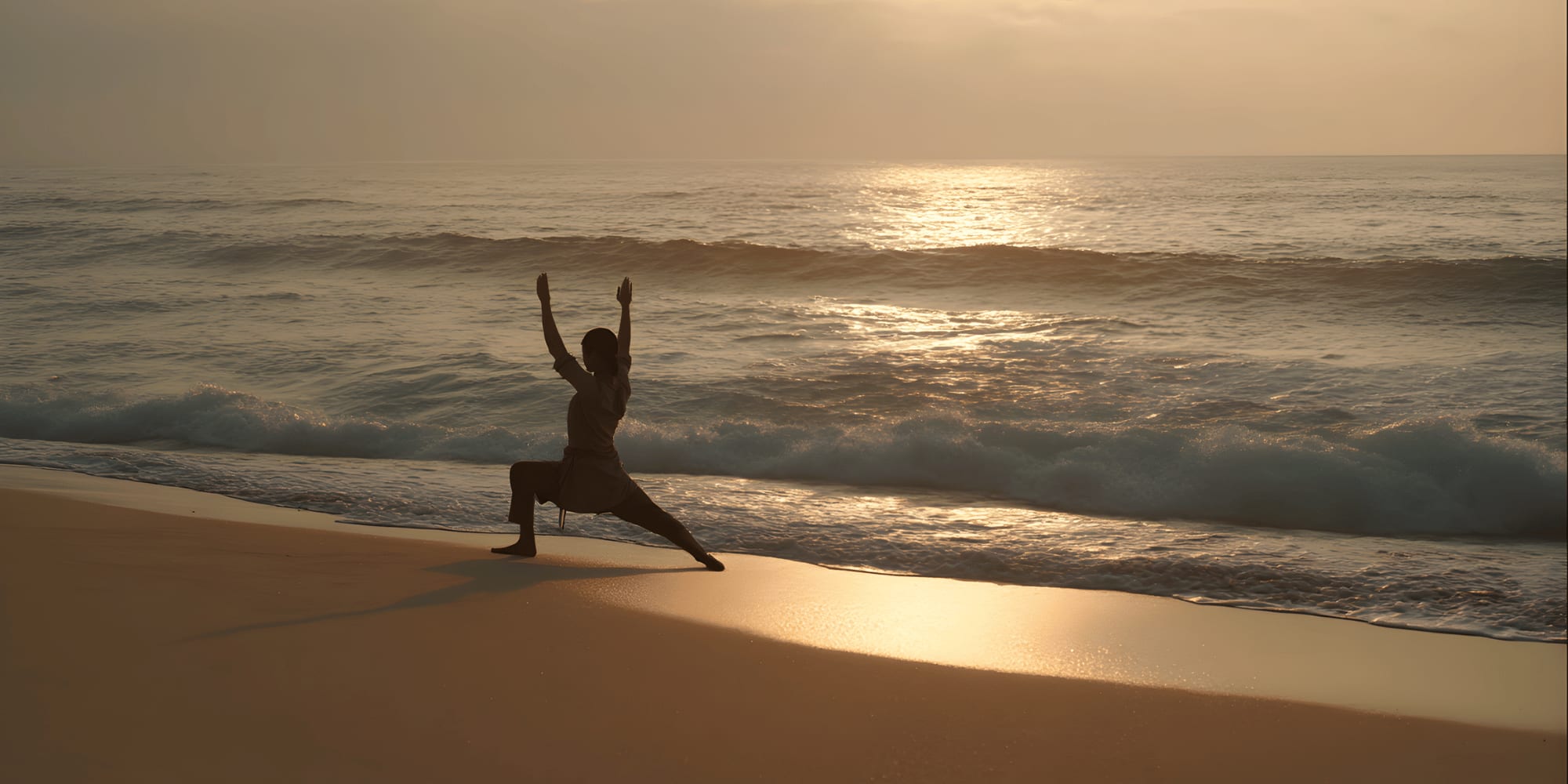 Beach yoga at sunset