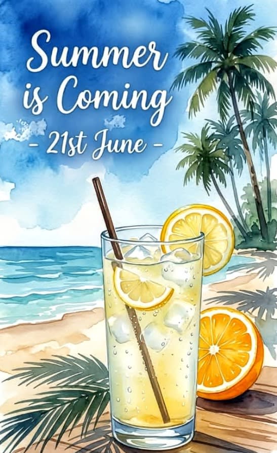 Relaxing summer beach day with refreshing drinks