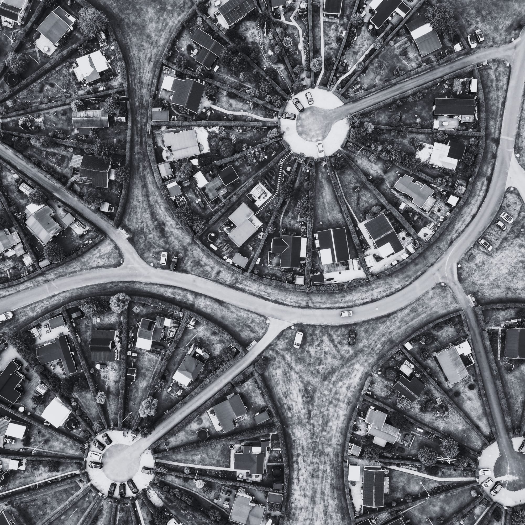 Aerial view of circular village layout