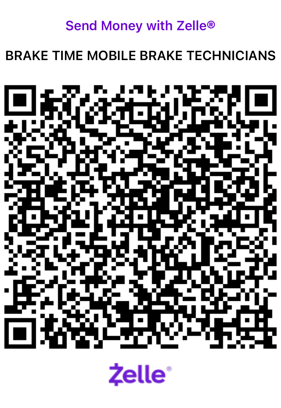 Zelle QR code for sending payment
