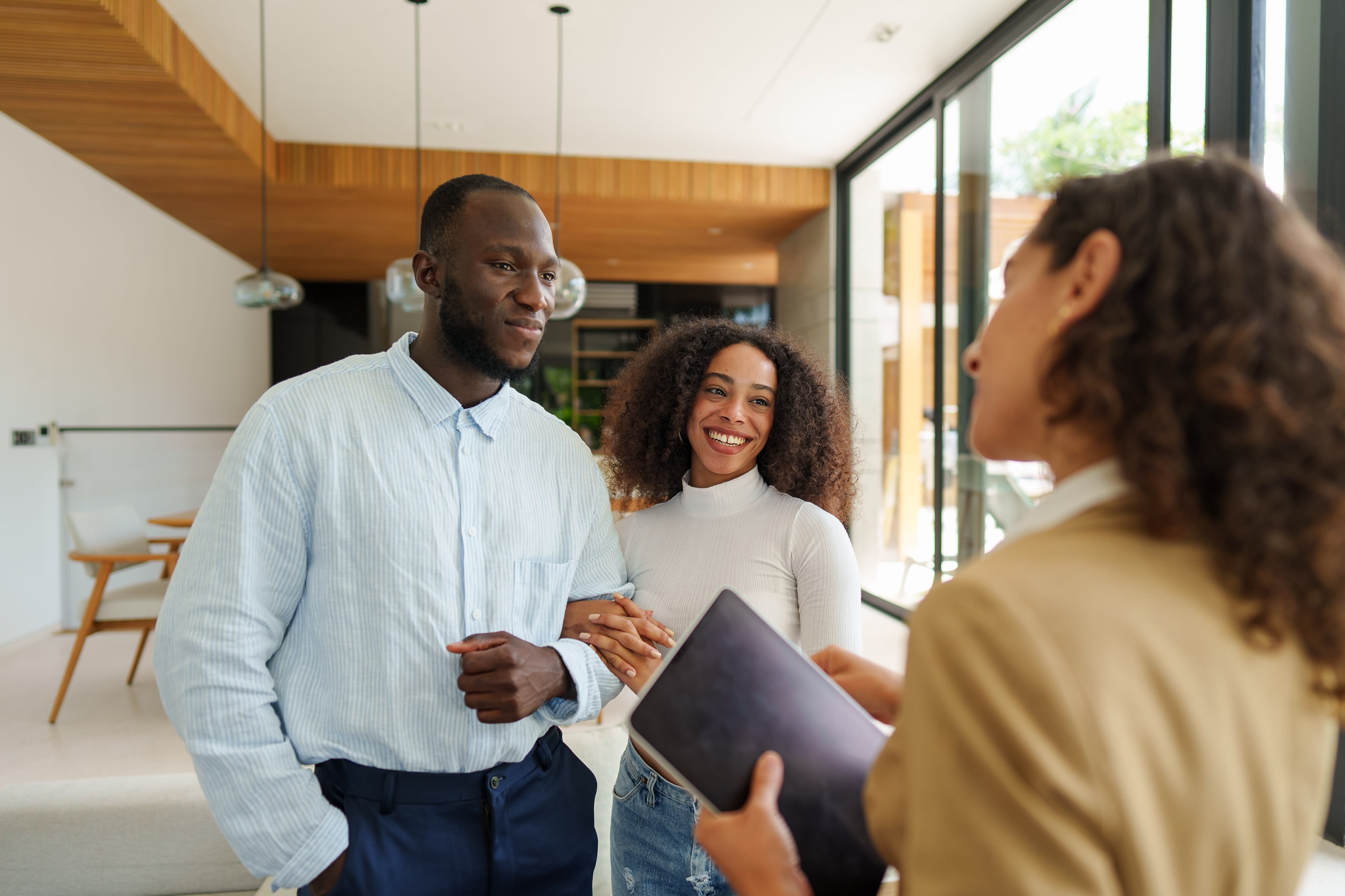 Homeowners discussing financial options