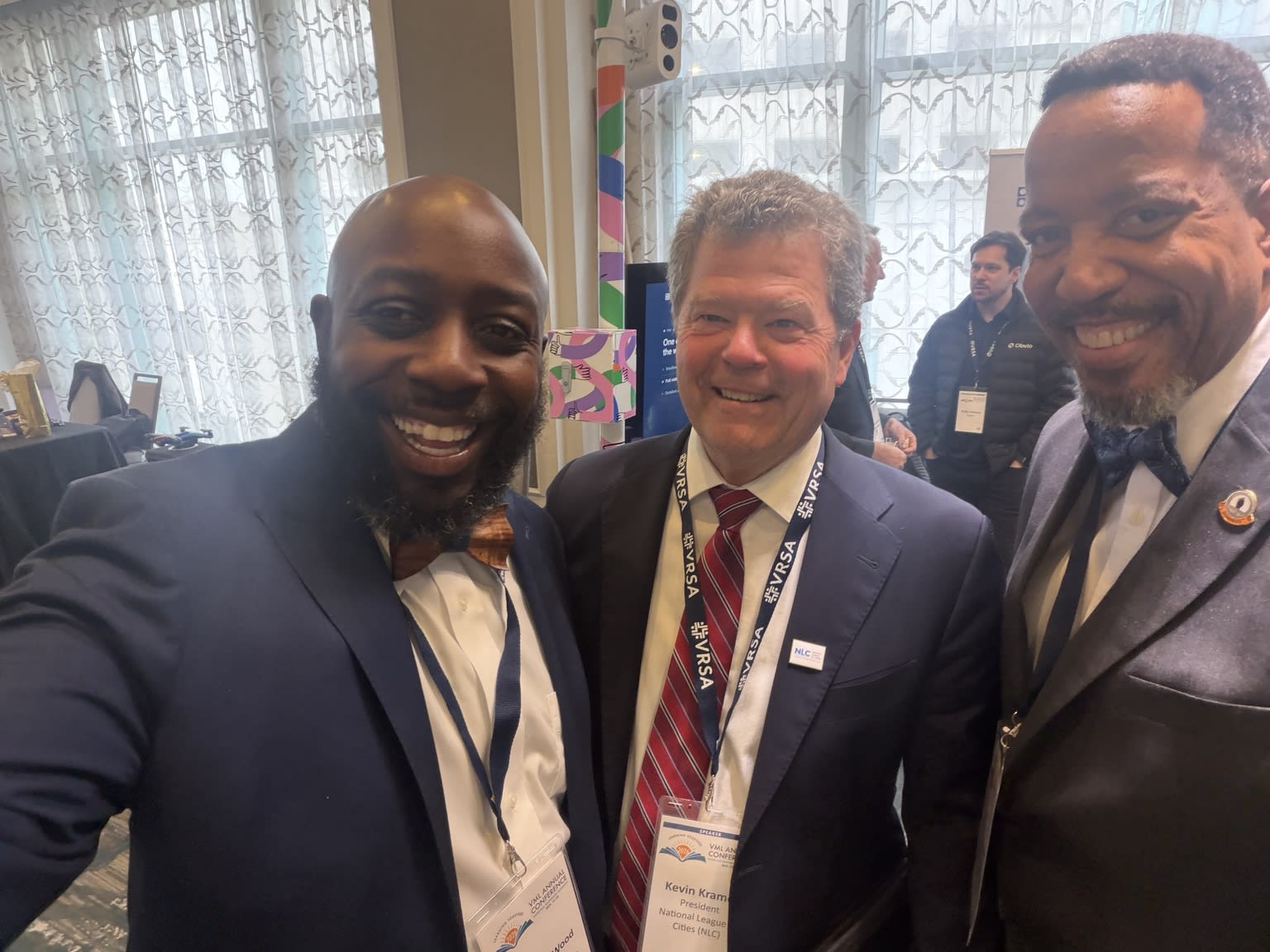 Mayor Derrick Wood and NLC President Kevin Kramer at the 2026 Virginia Municipal League conference.