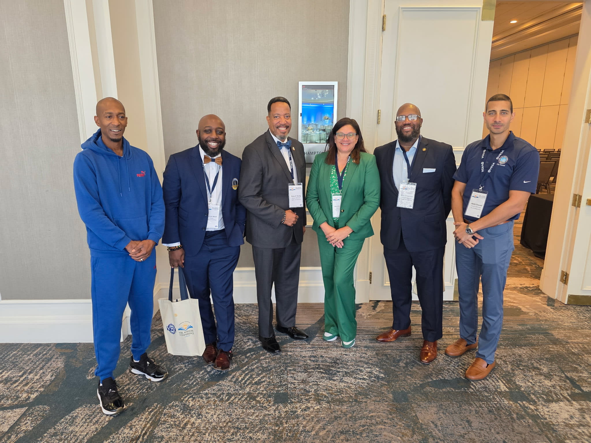Mayor Derrick Wood with municipal colleagues at the Virginia Municipal League conference in Norfolk.